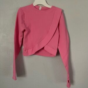 Fashion Nova Pink Long Sleeve Wrap-Front Top